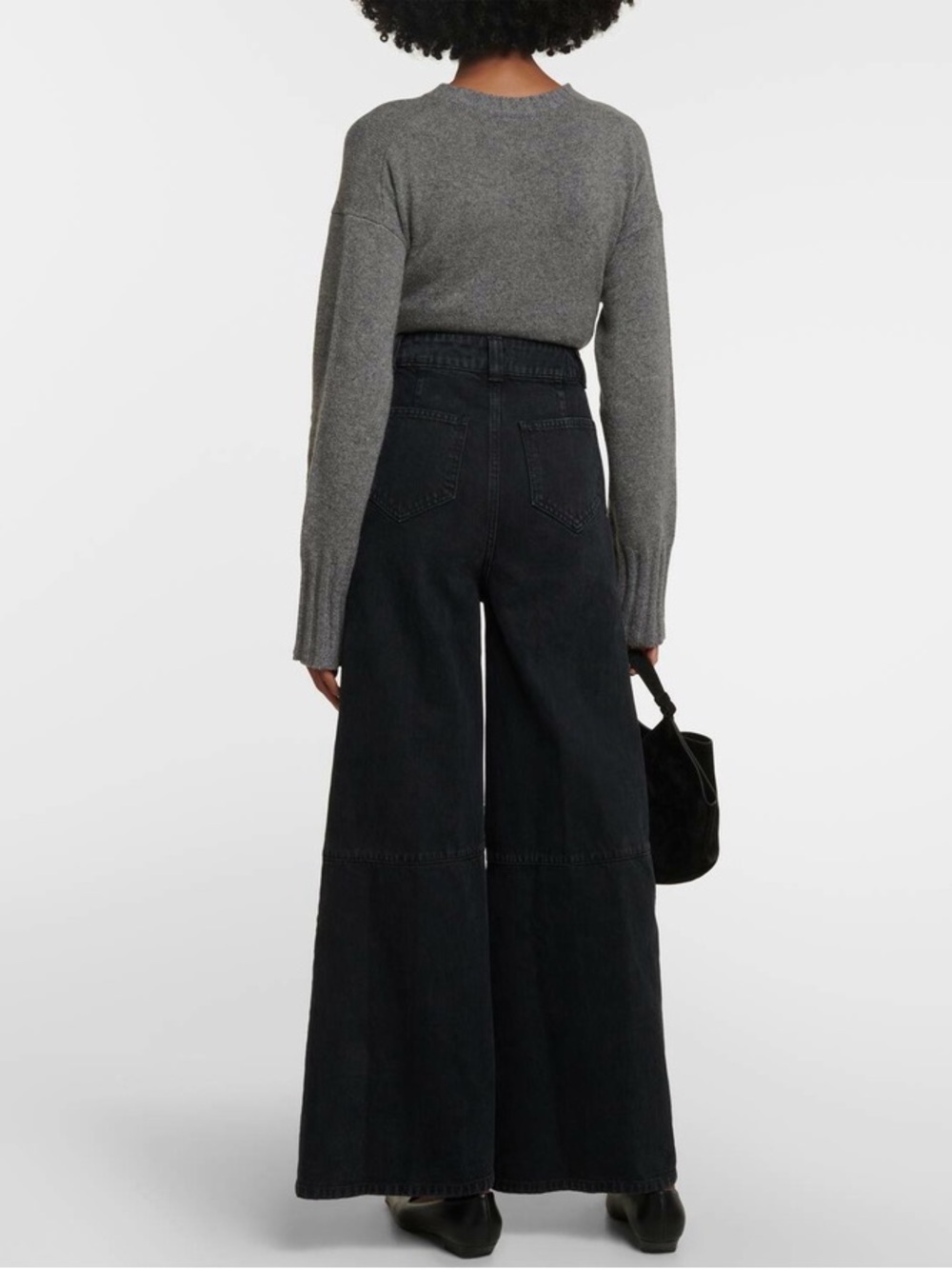 Khaite Isla Paneled High Rise Wide Leg Jeans 31 Black Rigid Heavyweight Denim - Picture 8 of 15